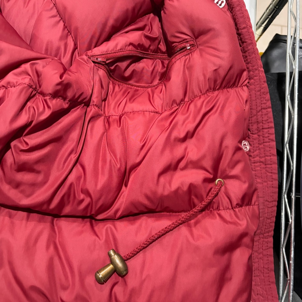 Vtg 90s Lands' End Goose Down Parka Womens M Red Full Length Fur Hood Long Coat - Picture 12 of 16